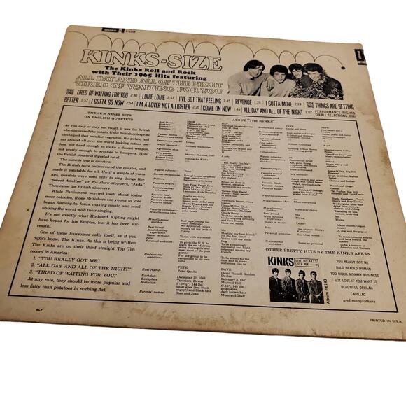 Vinyl Record 33 The Kinks Size All Day and All of the night Reprise 6158 NM - Picture 14 of 14